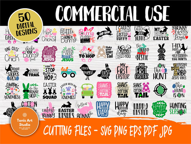 Easter SVG Bundle | 50 Shirt Designs | Easter Kids Signs | Happy Easter Svg | Easter Bunny Svg | Easter Eggs | Cricut and Silhouette Files SVG TonisArtStudio 