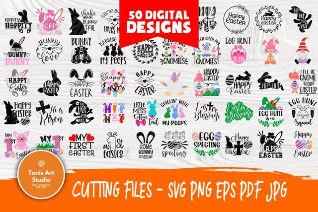 Easter SVG Bundle | 50 Shirt Designs | Kids Easter Svg | Happy Easter Svg | Easter Bunny Svg | Easter Gnome Svg | Svg Files for Cricut SVG TonisArtStudio 