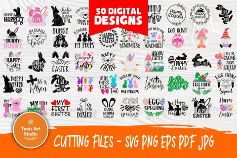 Easter SVG Bundle | 50 Shirt Designs | Kids Easter Svg | Happy Easter Svg | Easter Bunny Svg | Easter Gnome Svg | Svg Files for Cricut SVG TonisArtStudio 