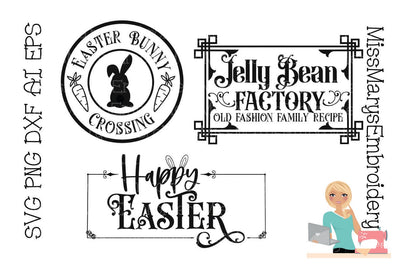 Easter SVG Bundle | Bunny Crossing SVG | Sign Bundle SVG SVG MissMarysEmbroidery 
