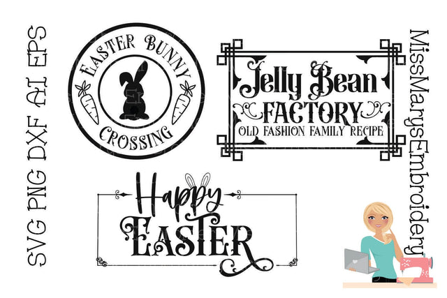 Easter SVG Bundle | Bunny Crossing SVG | Sign Bundle SVG SVG MissMarysEmbroidery 