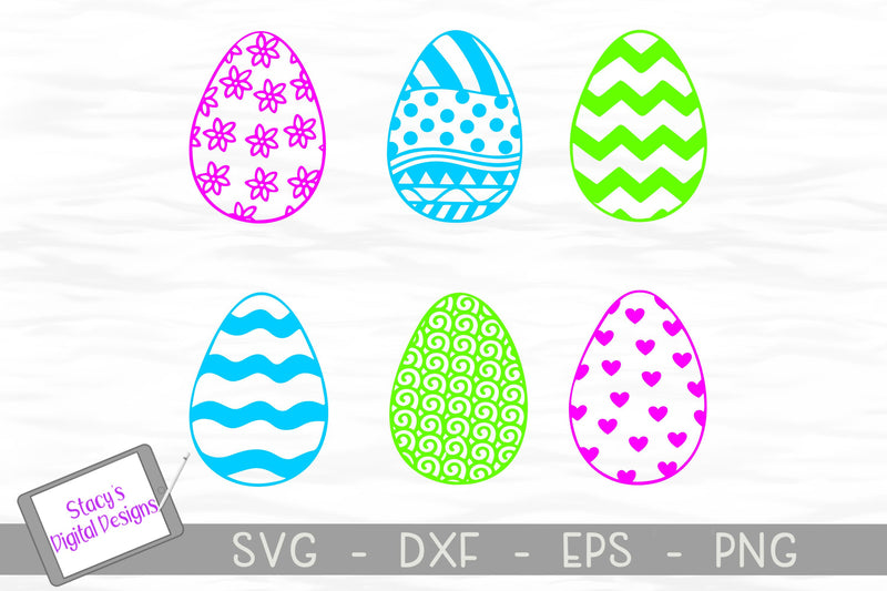 Easter SVG Bundle - Easter Egg Bundle with 6 Patterned Eggs - So Fontsy