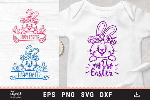 Easter Svg Bundle, Easter wreaths, bunnies, eggs, cut files SVG, DXF, PNG SVG ClipartMuchLove 