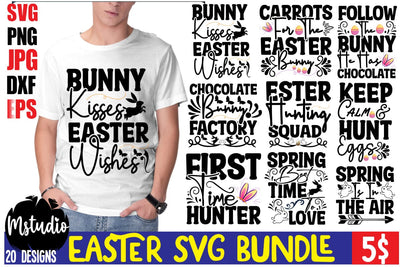 Easter SVG Bundle,Easter Bunny Kisses SVG Cut File, Easter Bunny Kisses PNG , Happy Easter Day SVG Cut File, Happy Easter Day Quotes SVG MStudio 