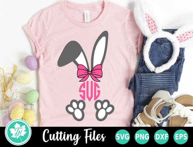Easter SVG | Bunny Monogram SVG | Girl Easter SVG SVG TrueNorthImagesCA 