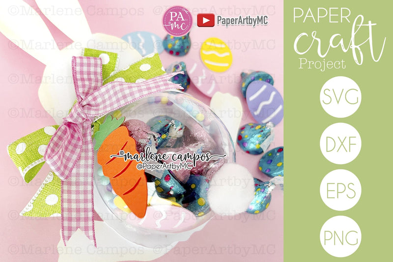 Easter SVG Candy Holder Dome | Bunny with Carrot | Cut files - So Fontsy