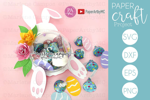 Easter SVG Candy Holder Dome | Bunny with Flowers | Cut files SVG Marlene Campos 
