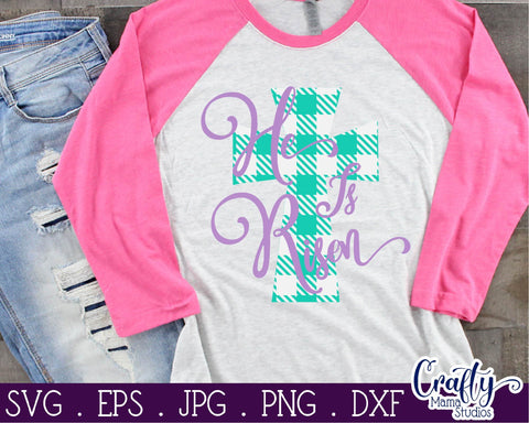 Easter Svg - Christian Easter SVG - He Is Risen - Buffalo Plaid SVG SVG Crafty Mama Studios 