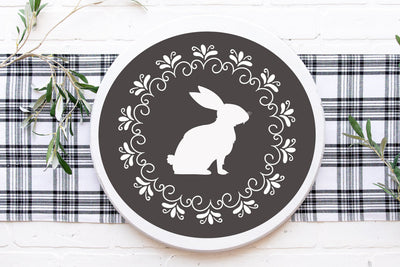 Easter SVG cut file , spring sign designs, Silhouette, Cricut bunny rabbit clipart prints PNG DXF vector , Farmhouse wreath decor, Round sign cutting files, digital download, instant download, Farmhouse Home decor SVG Farmstone Studio Designs 