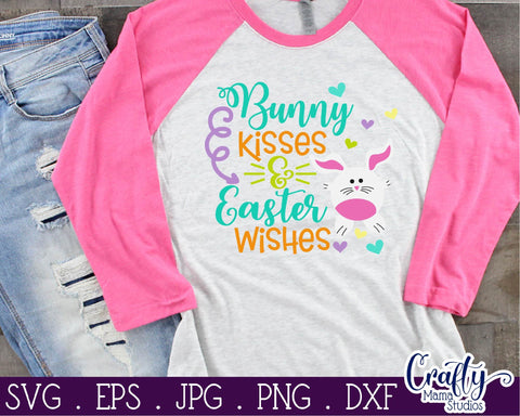 Easter Svg - Easter Bunny Svg - Bunny svg - Bunny Kisses Easter Wishes SVG Crafty Mama Studios 