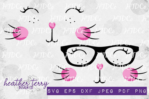 Easter svg, Easter Bunny svg, Easter bunny sublimation, Bunny face svg, cat face svg, Bunny with glasses, shirt for kids, baby easter SVG Heather Terry Design Co. 