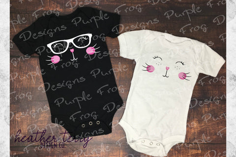 Easter svg, Easter Bunny svg, Easter bunny sublimation, Bunny face svg, cat face svg, Bunny with glasses, shirt for kids, baby easter SVG Heather Terry Design Co. 