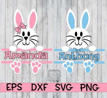 Easter Svg, Easter Bunny Svg, Easter Split Monogram SVG, EPS, PNG, DXF SVG On the Beach Boutique 