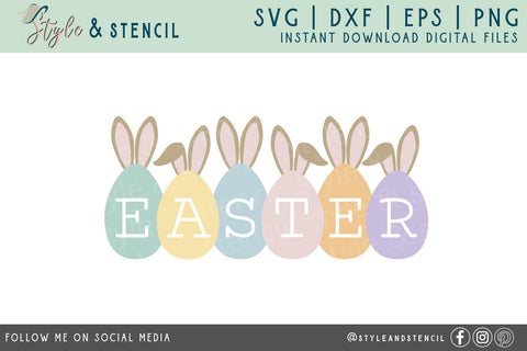 Easter SVG - Easter Bunny SVG Style and Stencil 