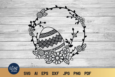 Easter SVG, Easter Egg with Floral Frame SVG SVG Elinorka 