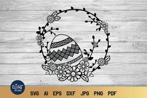 Easter SVG, Easter Egg with Floral Frame SVG SVG Elinorka 