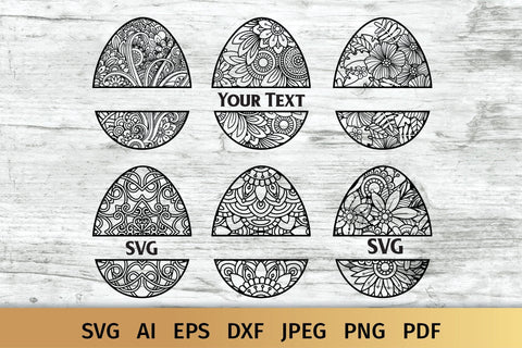 Easter SVG, Easter Eggs SVG Split Monograms, 6 Designs. SVG Elinorka 