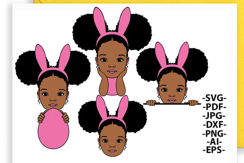 Easter Svg, Easter Girl, Easter Bundle Svg, Egg, Easter Day Svg, Peekaboo Girl Svg, Afro Girl Svg, African American, Easter Cut file SVG 1uniqueminute 