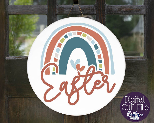 Easter SVG, Easter Round Sign, Welcome Sign Easter Rainbow SVG Crafty Mama Studios 