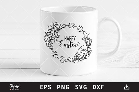 Easter SVG, Easter wreath svg, Easter eggs floral frame SVG, DXF, Cricut, Silhouette SVG ClipartMuchLove 