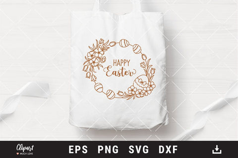 Easter SVG, Easter wreath svg, Easter eggs floral frame SVG, DXF, Cricut, Silhouette SVG ClipartMuchLove 