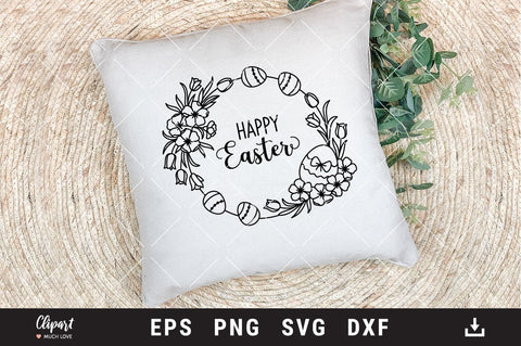 Easter SVG, Easter wreath svg, Easter eggs floral frame SVG, DXF, Cricut, Silhouette SVG ClipartMuchLove 