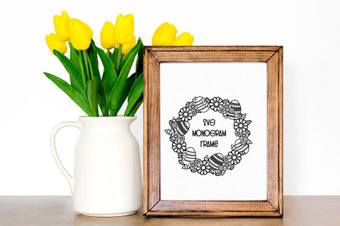 Easter SVG, Easter Wreath SVG, Floral Monogram Frame. SVG Elinorka 