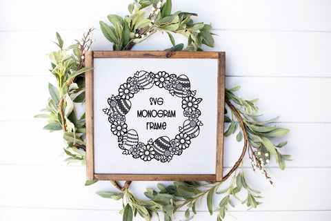 Easter SVG, Easter Wreath SVG, Floral Monogram Frame. SVG Elinorka 