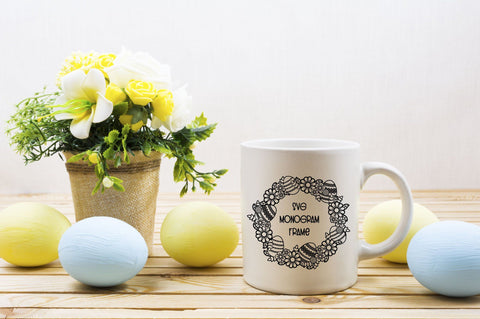 Easter SVG, Easter Wreath SVG, Floral Monogram Frame. SVG Elinorka 