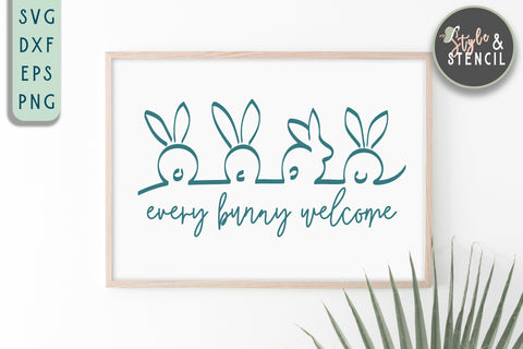 Easter SVG | Every Bunny Welcome | Easter Welcome Mat SVG Style and Stencil 