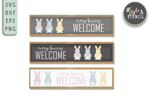 Easter SVG - Every Bunny Welcome SVG Style and Stencil 