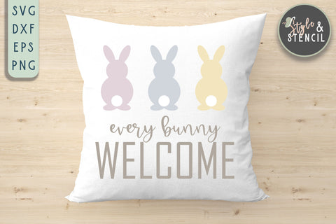Easter SVG - Every Bunny Welcome SVG Style and Stencil 