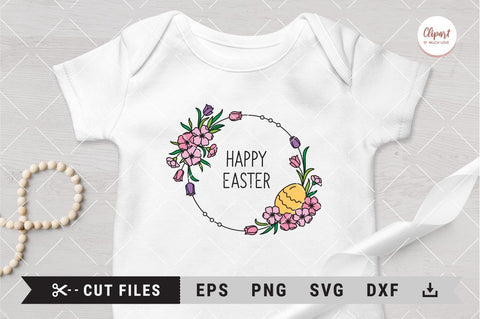 Easter SVG Floral wreath svg, dxf, png, eps. Easter circle monogram svg SVG ClipartMuchLove 