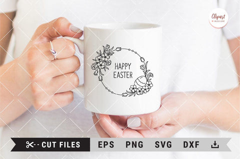 Easter SVG Floral wreath svg, dxf, png, eps. Easter circle monogram svg SVG ClipartMuchLove 