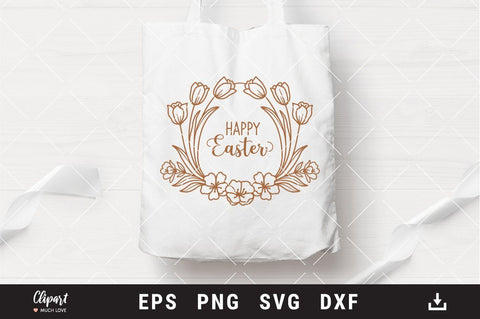 Easter SVG, Floral wreath SVG, Happy Easter egg SVG, DXF, Cricut, Silhouette SVG ClipartMuchLove 