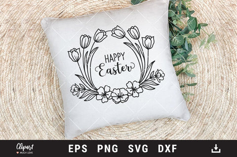 Easter SVG, Floral wreath SVG, Happy Easter egg SVG, DXF, Cricut, Silhouette SVG ClipartMuchLove 