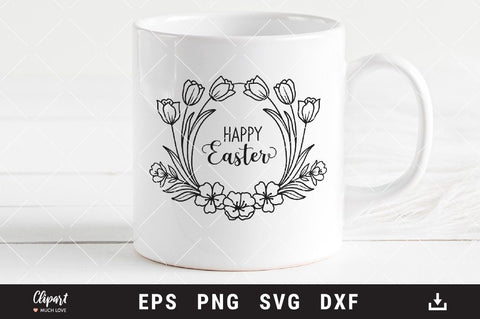 Easter SVG, Floral wreath SVG, Happy Easter egg SVG, DXF, Cricut, Silhouette SVG ClipartMuchLove 