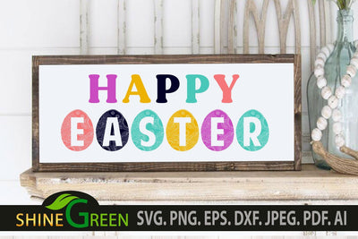 Easter SVG - Happy Easter Floral Egg Farmhouse Sign SVG Shine Green Art 