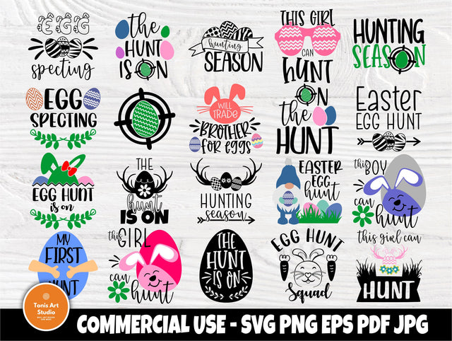 Easter SVG, Hunting Egg Season Svg Png Eps Pdf Jpg for Cutting Machines Cricut Cameo, Easter Eggs Svg, Egg Hunt is on, Boy and Girl Svg SVG TonisArtStudio 