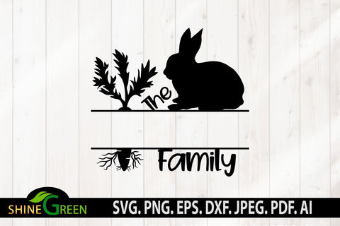 Easter SVG - Monogram with Bunny Home, Farmhouse Round Sign SVG Shine Green Art 