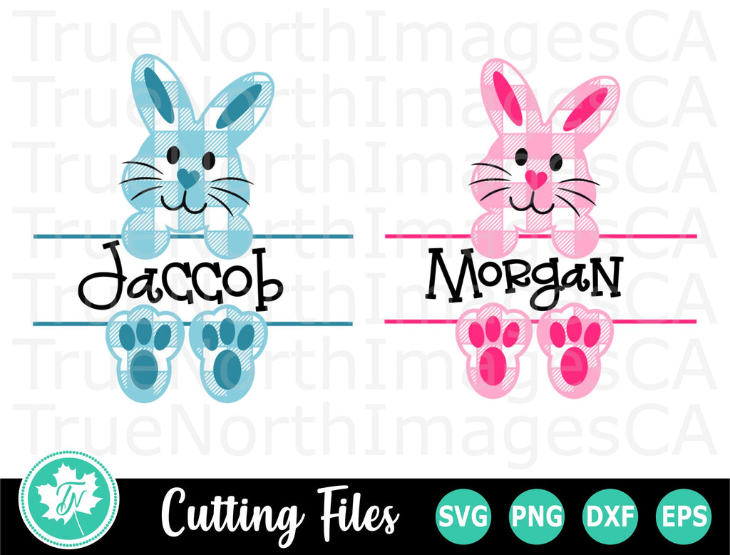 Easter SVG | Plaid Bunny SVG | Bunny Monogram SVG - So Fontsy