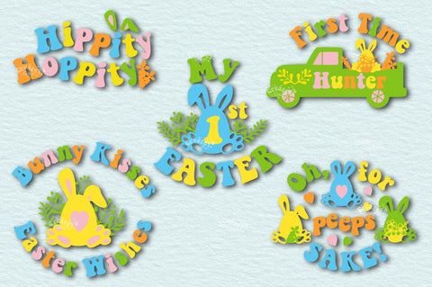 Easter SVG Quote Bundle| My First Easter Svg| Retro Easter t-shirt in Groovy style| Bunny SVG SVG Createya Design 