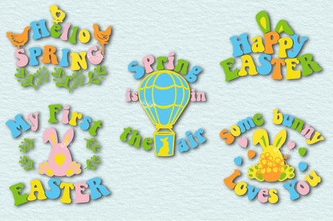 Easter SVG Quote Bundle| My First Easter Svg| Retro Easter t-shirt in Groovy style| Bunny SVG SVG Createya Design 
