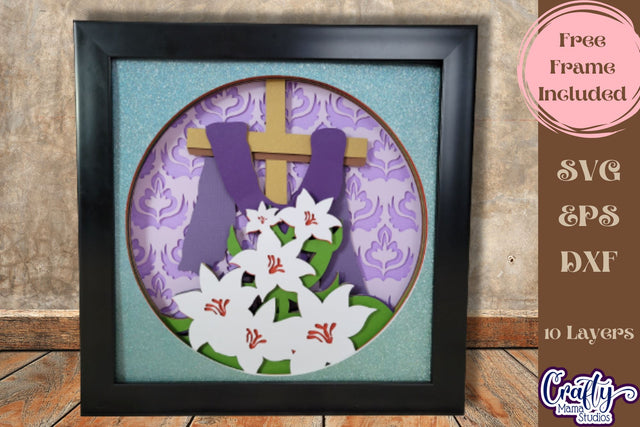 Easter Svg Shadow Box 3D Layered Christian Easter Cross Svg SVG Crafty Mama Studios 