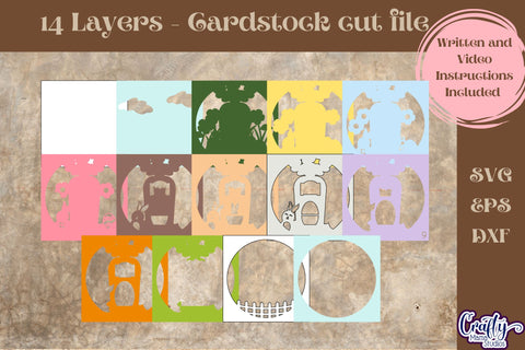 Easter Svg Shadow Box 3D Layered Easter Bunny House Cut File SVG Crafty Mama Studios 