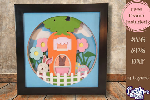 Easter Svg Shadow Box 3D Layered Easter Bunny House Cut File SVG Crafty Mama Studios 