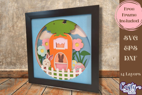 Easter Svg Shadow Box 3D Layered Easter Bunny House Cut File SVG Crafty Mama Studios 
