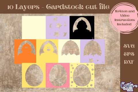 Easter Svg Shadow Box, 3D Layered Easter Chick In Egg File SVG Crafty Mama Studios 