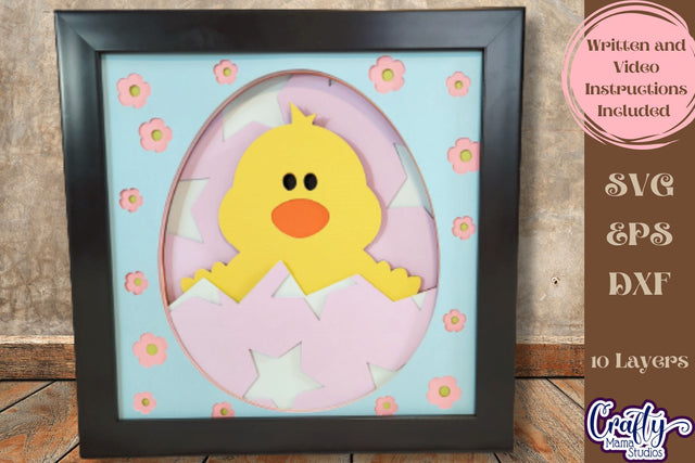 Easter Svg Shadow Box, 3D Layered Easter Chick In Egg File SVG Crafty Mama Studios 