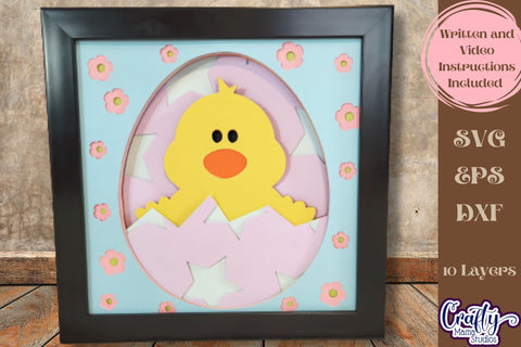 Easter Svg Shadow Box, 3D Layered Easter Chick In Egg File SVG Crafty Mama Studios 